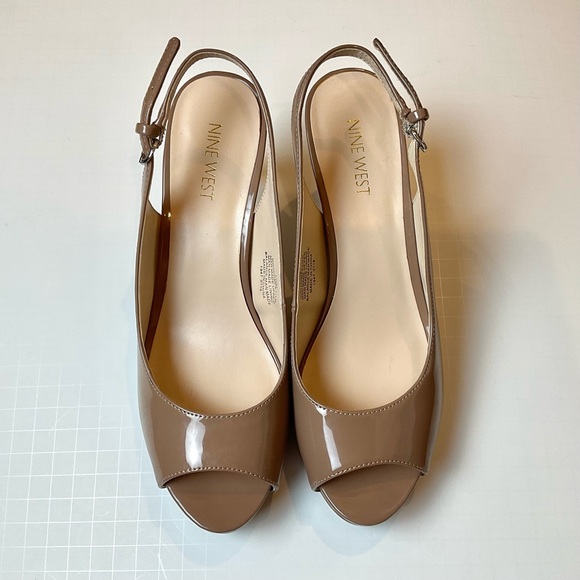 Nine West Gabrielle Platform Slingback Patent Pump Heels 7.5 - Picture 5 of 11